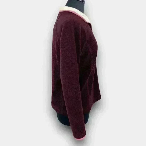 🔵 2/$15 ~ Jalouze‎ ladies medium 1/2 zip light sweater  fleece burgundy - Picture 2 of 7